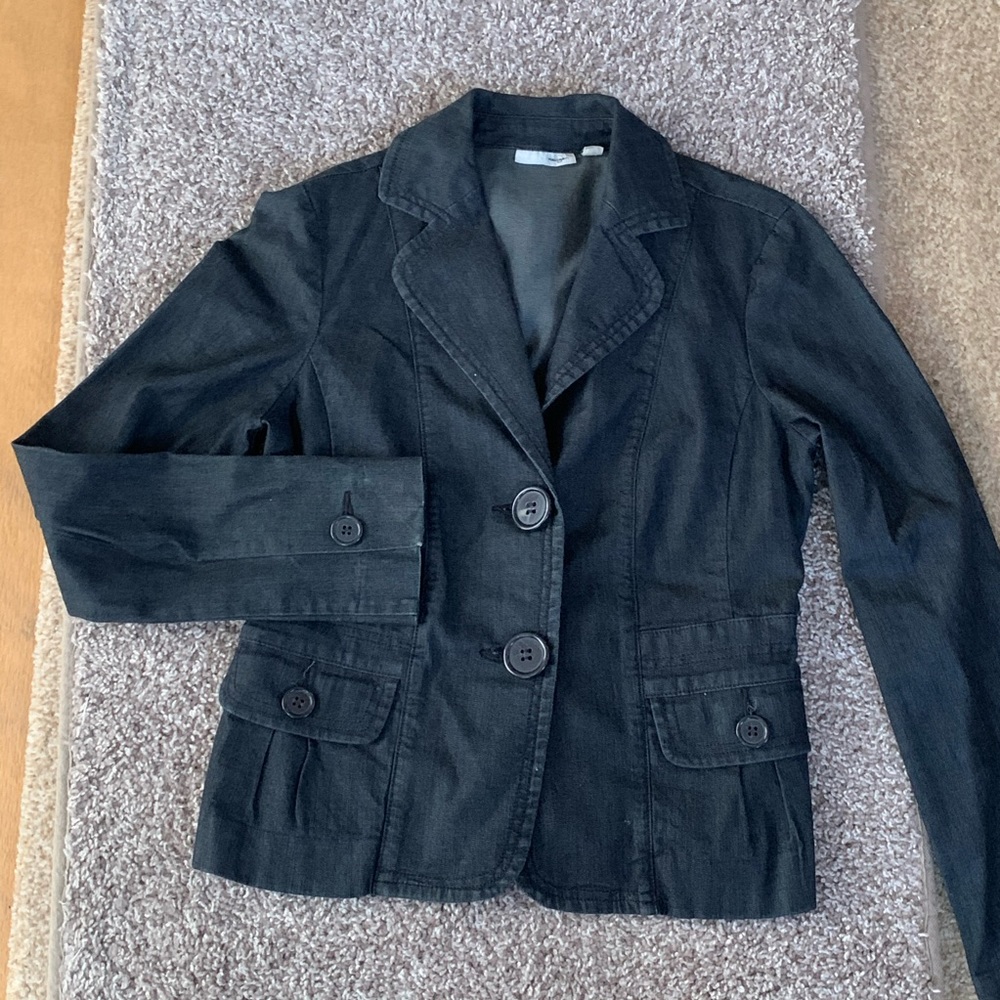 Halogen Dark Chambray Denim Two-Button Blazer Siz… - image 1